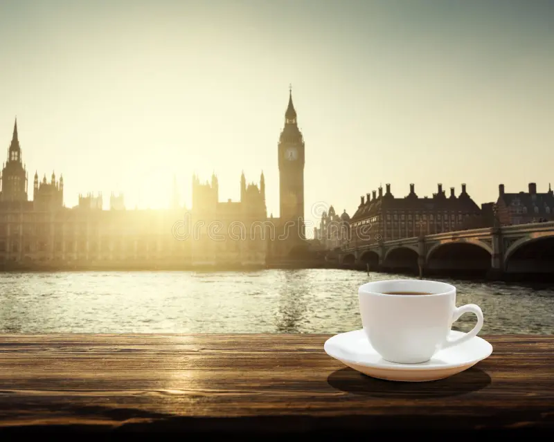 big ben sunset cup coffee london uk europa 58027925
